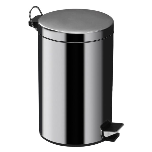 Orsina 5 Litre Pedal Bin, Compact Stainless Steel Bin With Soft Close Lid & Removable Inner Bucket in Silver