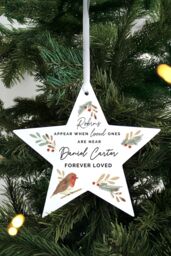 Personalised Memento Company Personalised Robin Memorial Star Ornament in White - thumbnail 3
