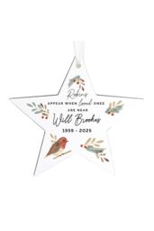 Personalised Memento Company Personalised Robin Memorial Star Ornament in White - thumbnail 1