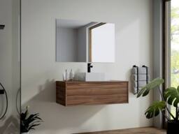 Vente-unique Wall-Hung Vanity Unit - Dark Natural - 94 Cm - TEANA II in Walnut
