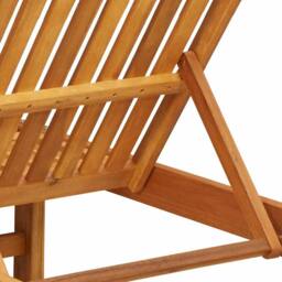 Berkfield Home Double Sun Lounger with Wheels & Cushion - Solid Acacia Wood in Brown - thumbnail 4