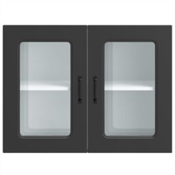 Berkfield Home Kitchen Wall Cabinet with Glass Door Kalmar Black Engineered Wood - thumbnail 6