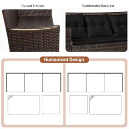 Costway 3 PCS Patio Conversation Set Outdoor PE Rattan Furniture Set in Black - thumbnail 8