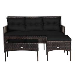 Costway 3 PCS Patio Conversation Set Outdoor PE Rattan Furniture Set in Black - thumbnail 2
