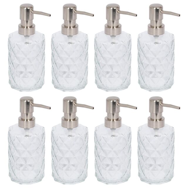 Harbour Housewares 500ml Glass Soap Dispensers - 8x Prism Refillable Hand Wash Bottle with Pump in Clear - image 1