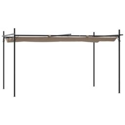 Berkfield Home Pergola with Retractable Roof Taupe 395x292x230 cm in Beige - Size: 395 x 292 x 230 cm - thumbnail 2