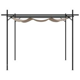 Berkfield Home Pergola with Retractable Roof Taupe 395x292x230 cm in Beige - Size: 395 x 292 x 230 cm - thumbnail 4