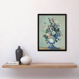 Artery8 Flowers in a Rococo Vase Still Life Cezanne Framed Wall Art Print in Blue - Size: A4 - thumbnail 4