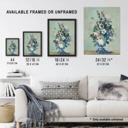 Artery8 Flowers in a Rococo Vase Still Life Cezanne Framed Wall Art Print in Blue - Size: A4 - thumbnail 3