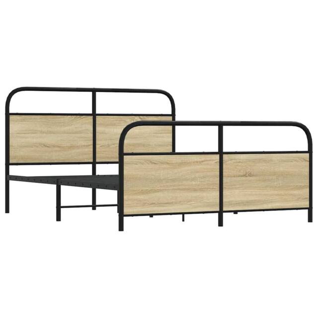 Berkfield Home Metal Bed Frame without Mattress Sonoma Oak 150x200 cm King Size - image 1