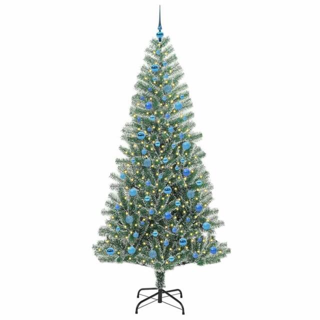 Berkfield Home Stunning Artificial Christmas Tree Snow Flocked with LED Light 240 cm in Green - image 1
