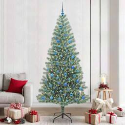Berkfield Home Stunning Artificial Christmas Tree Snow Flocked with LED Light 240 cm in Green - thumbnail 2