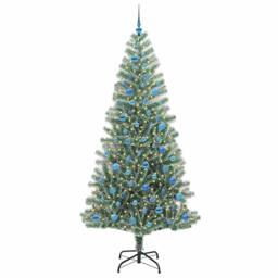 Berkfield Home Stunning Artificial Christmas Tree Snow Flocked with LED Light 240 cm in Green - thumbnail 1
