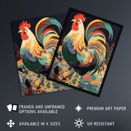 "Artery8 Cockerel Cock Rooster Modern Flamboyant Colourful Painting Unframed Wall Art Print Poster Home Decor Premium - Size: W12"" x H16""" - thumbnail 2