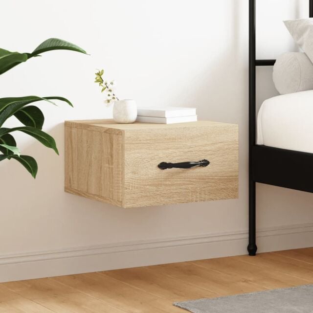 Berkfield Home Wall-mounted Bedside Cabinet Sonoma Oak 35x35x20 cm in Brown - Size: 35 x 35 x 20 cm - image 1