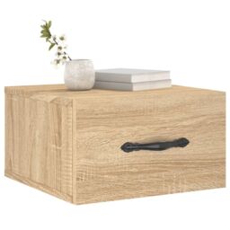 Berkfield Home Wall-mounted Bedside Cabinet Sonoma Oak 35x35x20 cm in Brown - Size: 35 x 35 x 20 cm - thumbnail 3