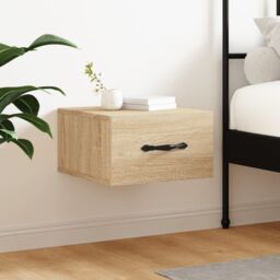 Berkfield Home Wall-mounted Bedside Cabinet Sonoma Oak 35x35x20 cm in Brown - Size: 35 x 35 x 20 cm - thumbnail 1