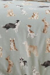 Fusion 'Cute Dogs' Easycare Duvet Cover Set in Duck Egg Blue - Size: Double - thumbnail 4