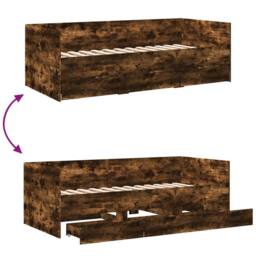 Berkfield Home Daybed with Drawers without Mattress Smoked Oak 90x190 cm Single in Brown - thumbnail 8