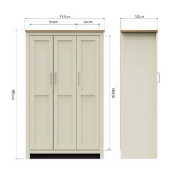 Timber Art Design Lisbon 3 Door Wardrobe - Modern Bedroom Storage Unit in Cream - thumbnail 2