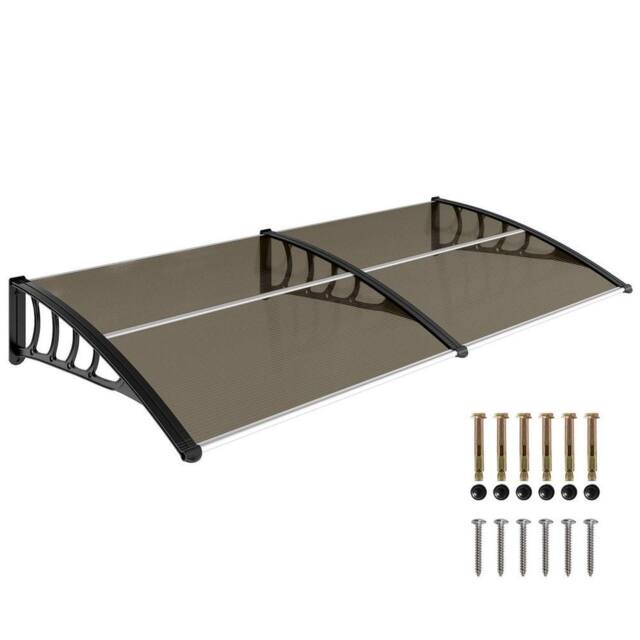 VOGREX Door Canopy Outdoor Awning Rain Shelter for Window Porch, Brown - image 1