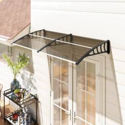 VOGREX Door Canopy Outdoor Awning Rain Shelter for Window Porch, Brown - thumbnail 3