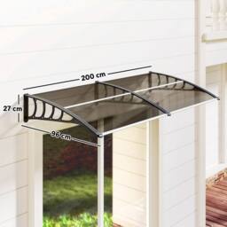 VOGREX Door Canopy Outdoor Awning Rain Shelter for Window Porch, Brown - thumbnail 2