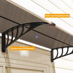 VOGREX Door Canopy Outdoor Awning Rain Shelter for Window Porch, Brown - thumbnail 4
