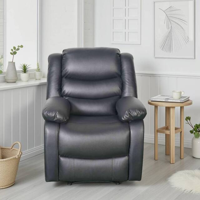 Furnishings For Less UK Cortland Leather Look Single Seater Armchair Manual Reclining Black - image 1