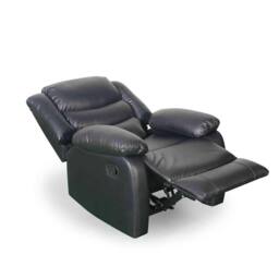 Furnishings For Less UK Cortland Leather Look Single Seater Armchair Manual Reclining Black - thumbnail 5