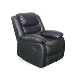 Furnishings For Less UK Cortland Leather Look Single Seater Armchair Manual Reclining Black - thumbnail 4