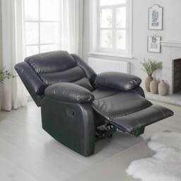 Furnishings For Less UK Cortland Leather Look Single Seater Armchair Manual Reclining Black - thumbnail 3