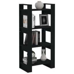Berkfield Home Book Cabinet/Room Divider Black 60x35x125 cm Solid Wood - Size: 60 x 35 x 125 cm - thumbnail 5