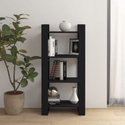 Berkfield Home Book Cabinet/Room Divider Black 60x35x125 cm Solid Wood - Size: 60 x 35 x 125 cm - thumbnail 1