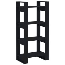 Berkfield Home Book Cabinet/Room Divider Black 60x35x125 cm Solid Wood - Size: 60 x 35 x 125 cm - thumbnail 2