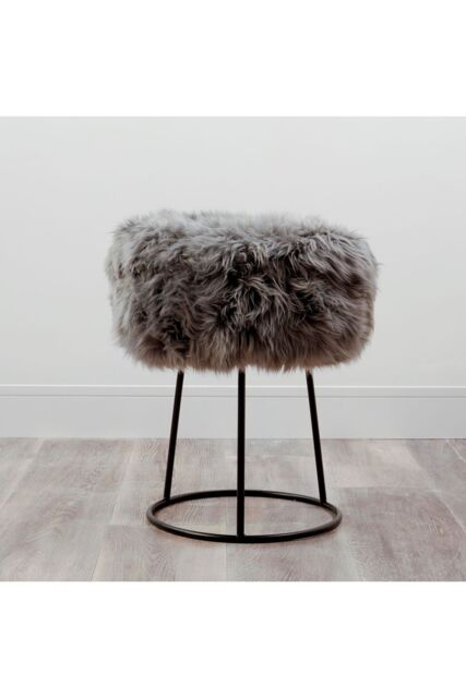 Native Natural Sheepskin Stool - Metal Legs in Grey - image 1