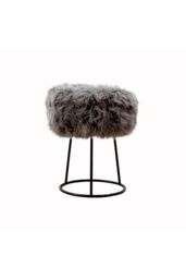 Native Natural Sheepskin Stool - Metal Legs in Grey - thumbnail 2