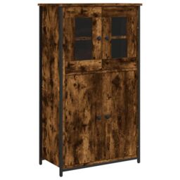 Berkfield Home Highboard Smoked Oak 62x32x106.5 cm Engineered Wood in Brown - thumbnail 2