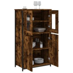 Berkfield Home Highboard Smoked Oak 62x32x106.5 cm Engineered Wood in Brown - thumbnail 4