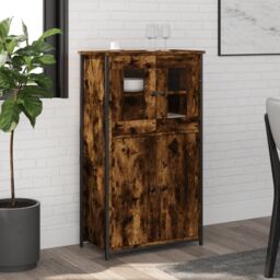 Berkfield Home Highboard Smoked Oak 62x32x106.5 cm Engineered Wood in Brown - thumbnail 1