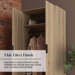 X Rocker Denver 2 Door Wardrobe With LED App Control Lights in Light Oak - thumbnail 6
