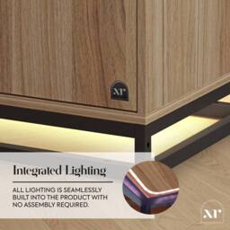 X Rocker Denver 2 Door Wardrobe With LED App Control Lights in Light Oak - thumbnail 4