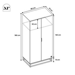 X Rocker Denver 2 Door Wardrobe With LED App Control Lights in Light Oak - thumbnail 8