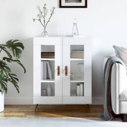 Berkfield Home Sideboard High Gloss White 69.5x34x90 cm Engineered Wood - thumbnail 2