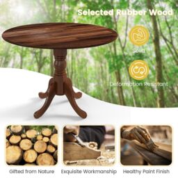 Gymax Wooden Dining Table with Round Tabletop & Curved Trestle Legs in Dark Brown - thumbnail 9
