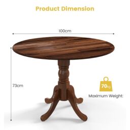 Gymax Wooden Dining Table with Round Tabletop & Curved Trestle Legs in Dark Brown - thumbnail 2