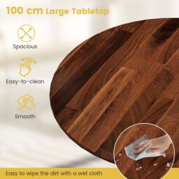 Gymax Wooden Dining Table with Round Tabletop & Curved Trestle Legs in Dark Brown - thumbnail 8