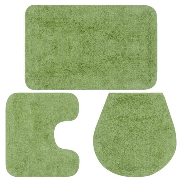 Berkfield Home Bathroom Mat Set 3 Pieces Fabric Green - image 1