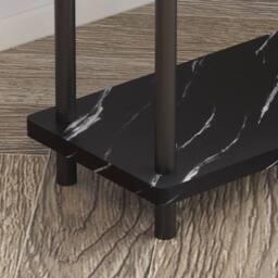 VOGREX Black Marble 3-Tier Narrow Storage Side Bedside Table - thumbnail 4