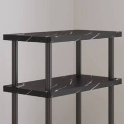 VOGREX Black Marble 3-Tier Narrow Storage Side Bedside Table - thumbnail 3